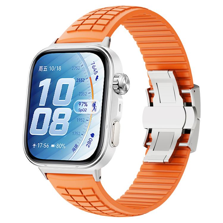 For Huawei Watch Fit 5 / Fit 5 Pro / Fit 4 Knurled Texture Folding Buckle Silicone Watch Band