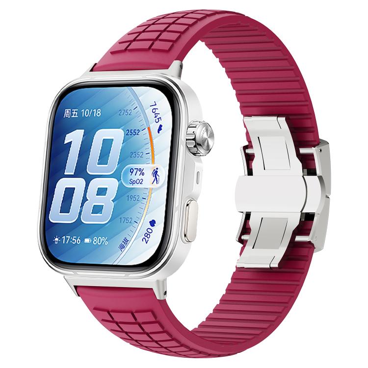 For Huawei Watch Fit 5 / Fit 5 Pro / Fit 4 Knurled Texture Folding Buckle Silicone Watch Band