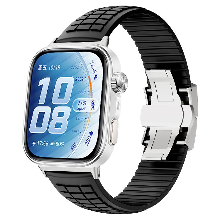 For Huawei Watch Fit 5 / Fit 5 Pro / Fit 4 Knurled Texture Folding Buckle Silicone Watch Band