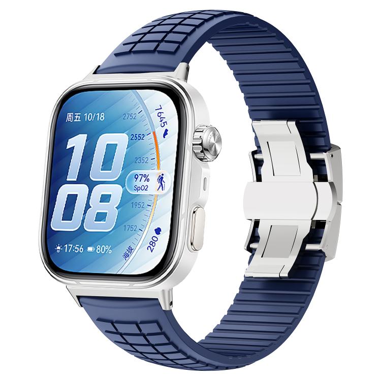 For Huawei Watch Fit 5 / Fit 5 Pro / Fit 4 Knurled Texture Folding Buckle Silicone Watch Band