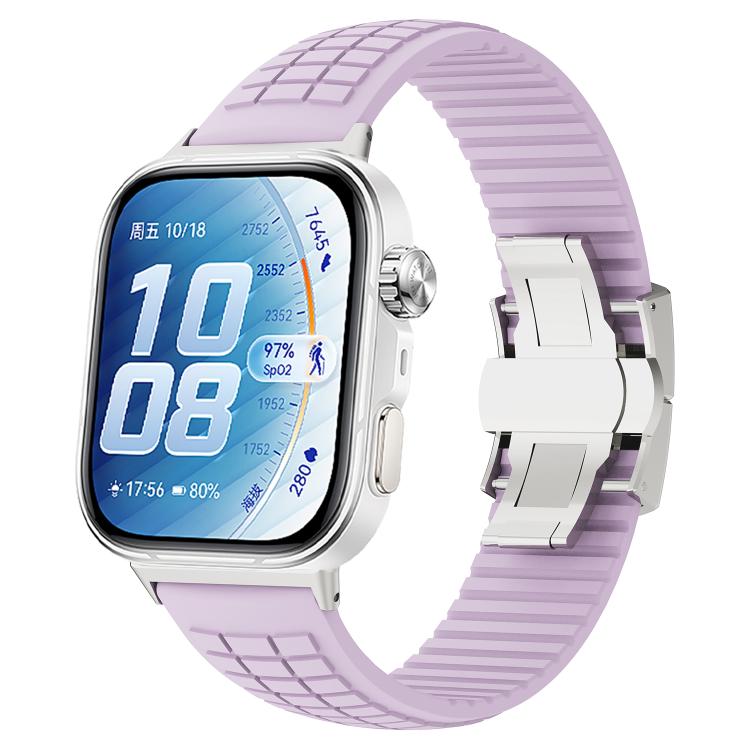 For Huawei Watch Fit 5 / Fit 5 Pro / Fit 4 Knurled Texture Folding Buckle Silicone Watch Band