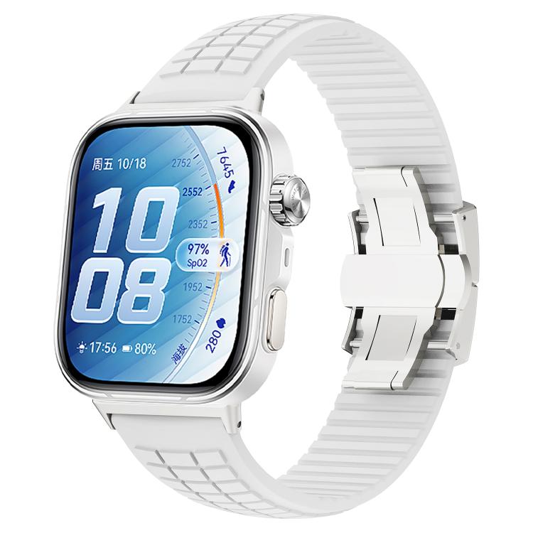 For Huawei Watch Fit 5 / Fit 5 Pro / Fit 4 Knurled Texture Folding Buckle Silicone Watch Band