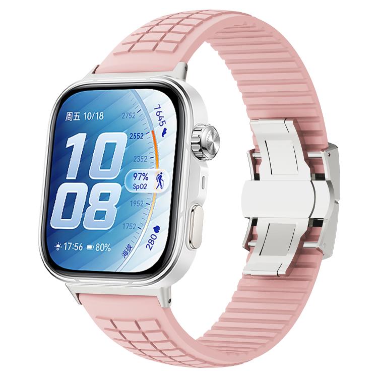 For Huawei Watch Fit 5 / Fit 5 Pro / Fit 4 Knurled Texture Folding Buckle Silicone Watch Band