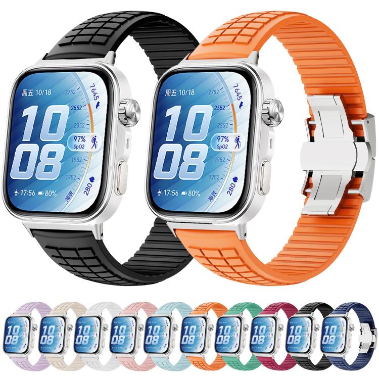 For Huawei Watch Fit 5 / Fit 5 Pro / Fit 4 Knurled Texture Folding Buckle Silicone Watch Band