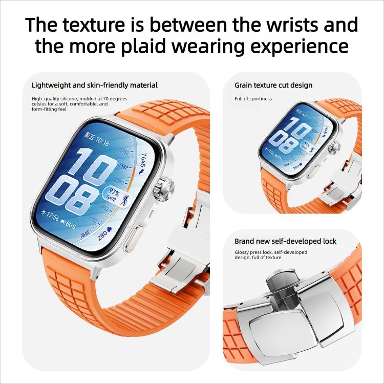 For Huawei Watch Fit 5 / Fit 5 Pro / Fit 4 Knurled Texture Folding Buckle Silicone Watch Band