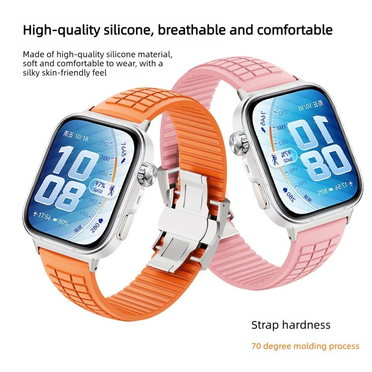 For Huawei Watch Fit 5 / Fit 5 Pro / Fit 4 Knurled Texture Folding Buckle Silicone Watch Band