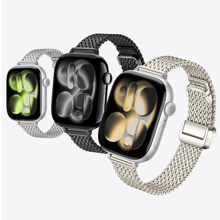 For Apple Watch 42mm / 41mm / 40mm / 38mm Slim Mesh Fold Magnetic Buckle Stainless Steel Watch Band