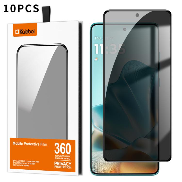 For Motorola Edge 60 Fusion 10pcs Kalebol Curved Full Glue High-Aluminum Full-Coverage Anti-Fingerprint Screen-Printed Privacy Tempered Glass Film