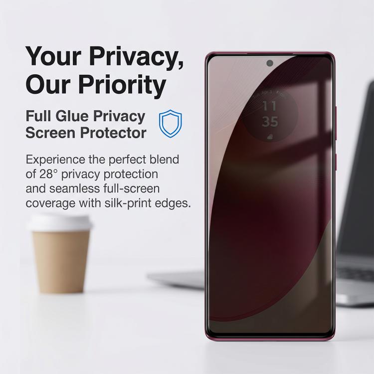 For Motorola Moto G17 4G 10pcs Kalebol Curved Full Glue High-Aluminum Full-Coverage Anti-Fingerprint Screen-Printed Privacy Tempered Glass Film