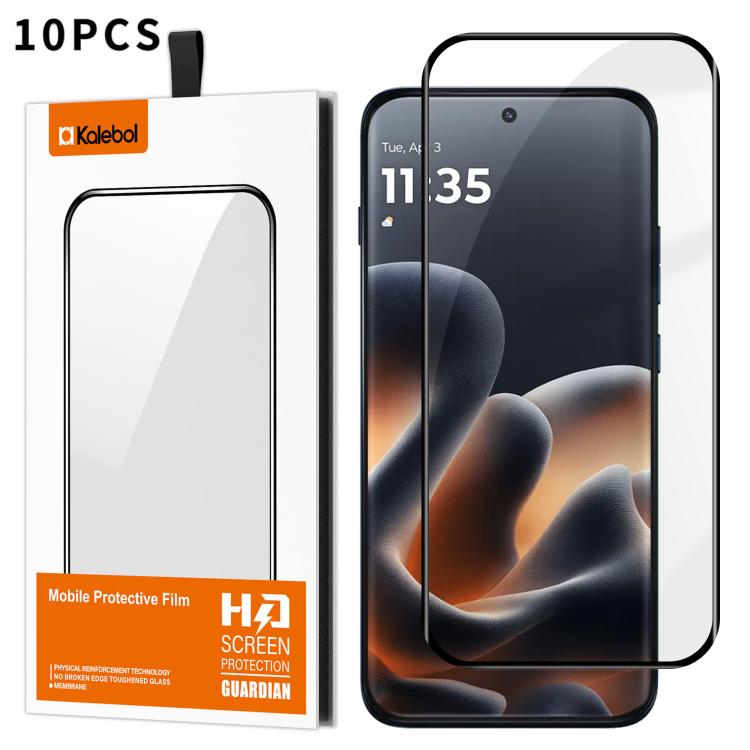 For Motorola Edge 70 Pro 5G 10pcs Kalebol Curved Full Glue High-Aluminum Full-Coverage Anti-Fingerprint Screen-Printed HD Tempered Glass Film