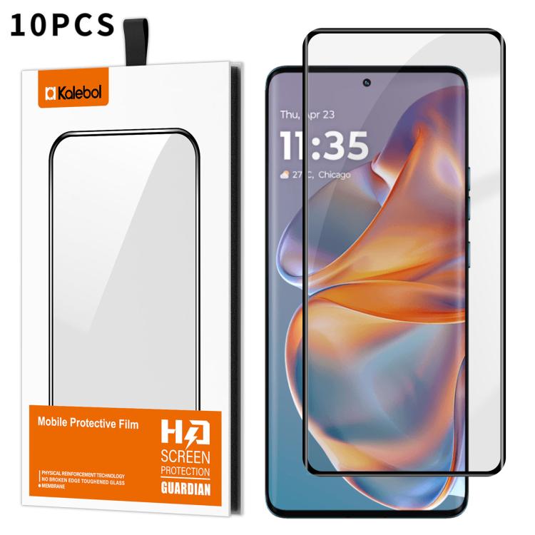 For Motorola Edge 50 Pro 10pcs Kalebol Curved Full Glue High-Aluminum Full-Coverage Anti-Fingerprint Screen-Printed HD Tempered Glass Film