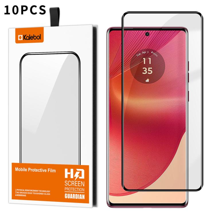 For Motorola Edge 50 Fusion 10pcs Kalebol Curved Full Glue High-Aluminum Full-Coverage Anti-Fingerprint Screen-Printed HD Tempered Glass Film