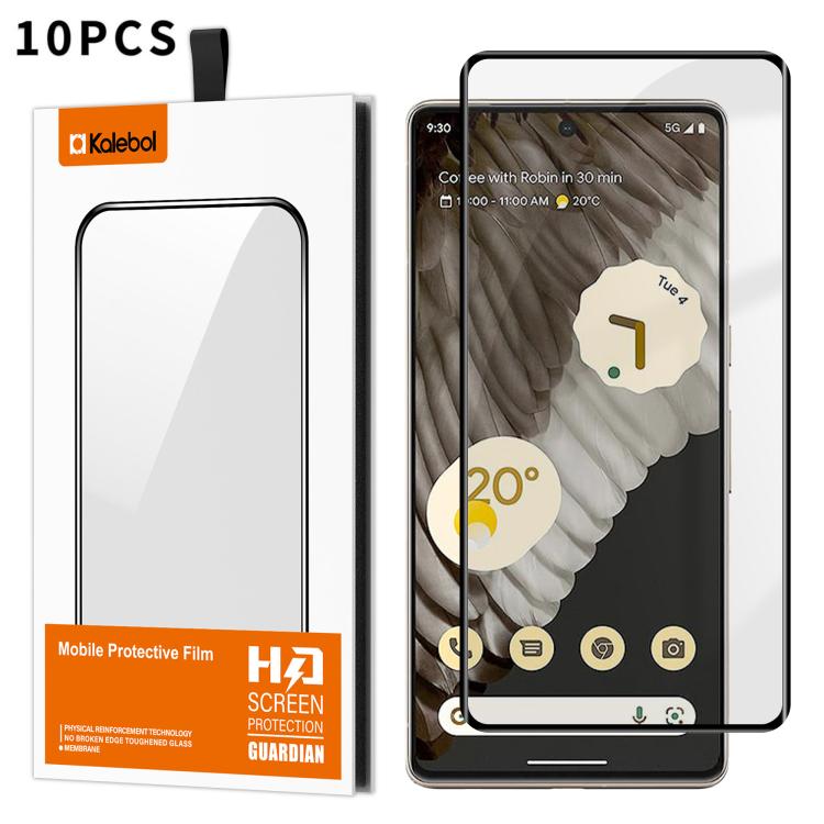 For Google Pixel 7 Pro 10pcs Kalebol Curved Full Glue High-Aluminum Full-Coverage Anti-Fingerprint Screen-Printed HD Tempered Glass Film