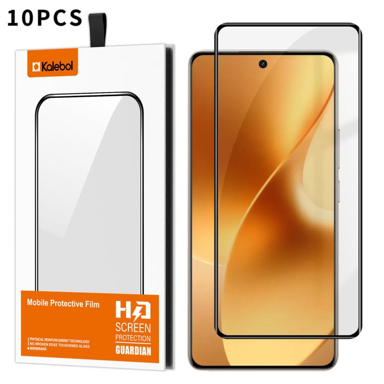 For Realme 15 5G 10pcs Kalebol Curved Full Glue High-Aluminum Full-Coverage Anti-Fingerprint Screen-Printed HD Tempered Glass Film