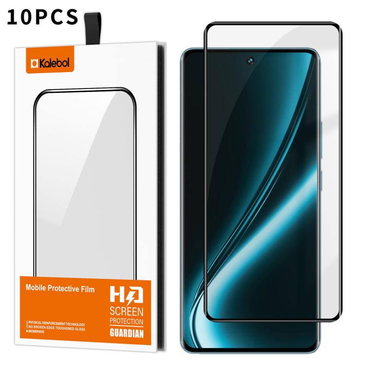 For Realme Narzo 80 Pro 10pcs Kalebol Curved Full Glue High-Aluminum Full-Coverage Anti-Fingerprint Screen-Printed HD Tempered Glass Film