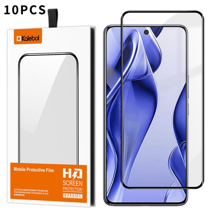 For vivo V50e 10pcs Kalebol Curved Full Glue High-Aluminum Full-Coverage Anti-Fingerprint Screen-Printed HD Tempered Glass Film