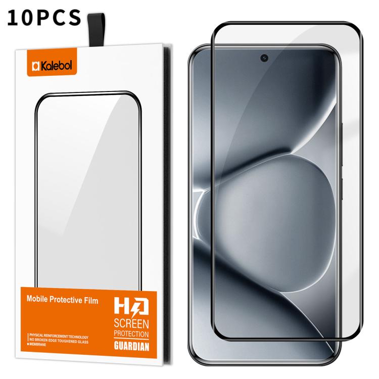 For Redmi Note 15 Pro+ 5G Global 163.3mm 10pcs Kalebol Curved Full Glue High-Aluminum Full-Coverage Anti-Fingerprint Screen-Printed HD Tempered Glass Film