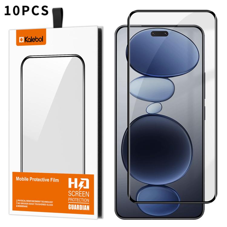For Xiaomi Civi 5 Pro 10pcs Kalebol Curved Full Glue High-Aluminum Full-Coverage Anti-Fingerprint Screen-Printed HD Tempered Glass Film