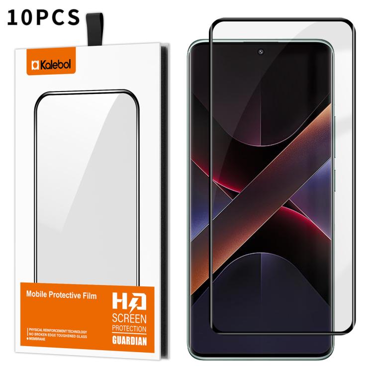 For Xiaomi Poco X7 10pcs Kalebol Curved Full Glue High-Aluminum Full-Coverage Anti-Fingerprint Screen-Printed HD Tempered Glass Film