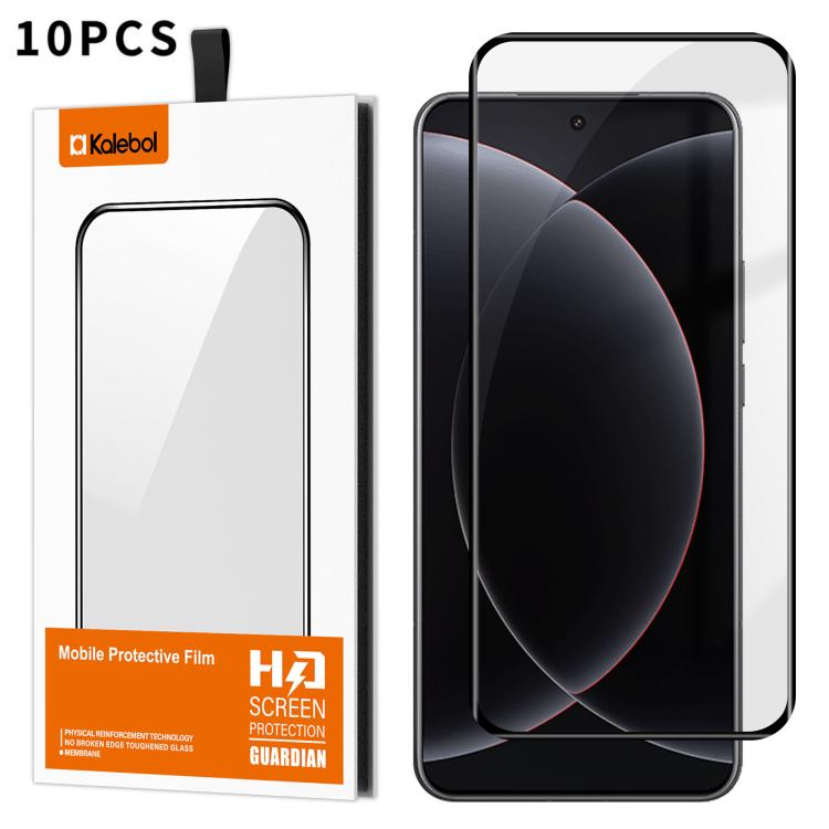 For Xiaomi 15 Ultra 10pcs Kalebol Curved Full Glue High-Aluminum Full-Coverage Anti-Fingerprint Screen-Printed HD Tempered Glass Film