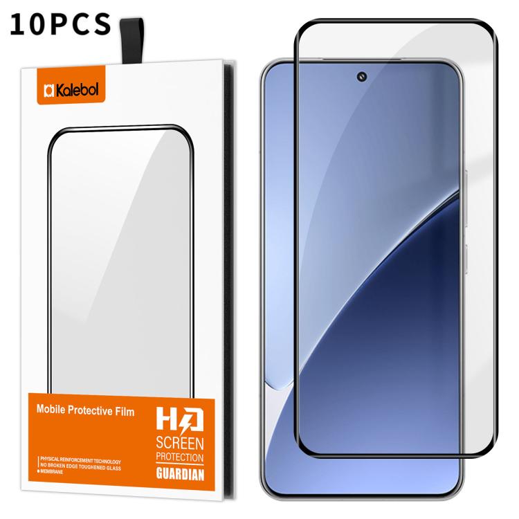 For Xiaomi 15 Pro 10pcs Kalebol Curved Full Glue High-Aluminum Full-Coverage Anti-Fingerprint Screen-Printed HD Tempered Glass Film
