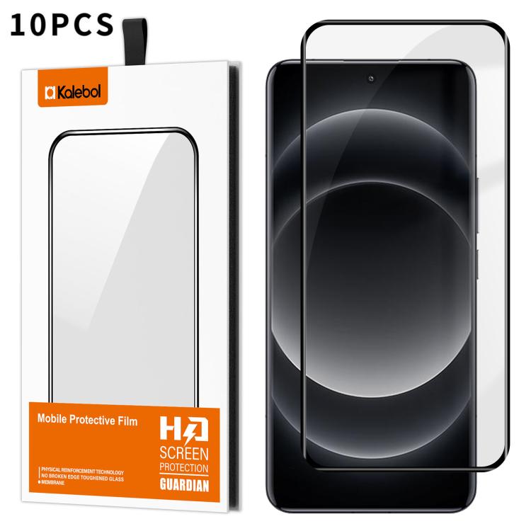 For Xiaomi 14 Ultra 10pcs Kalebol Curved Full Glue High-Aluminum Full-Coverage Anti-Fingerprint Screen-Printed HD Tempered Glass Film