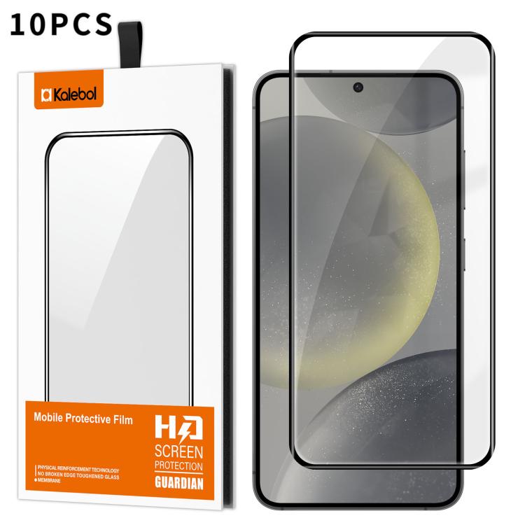 For Galaxy S24+ 5G 10pcs Kalebol Curved Full Glue High-Aluminum Full-Coverage Anti-Fingerprint Screen-Printed HD Tempered Glass Film