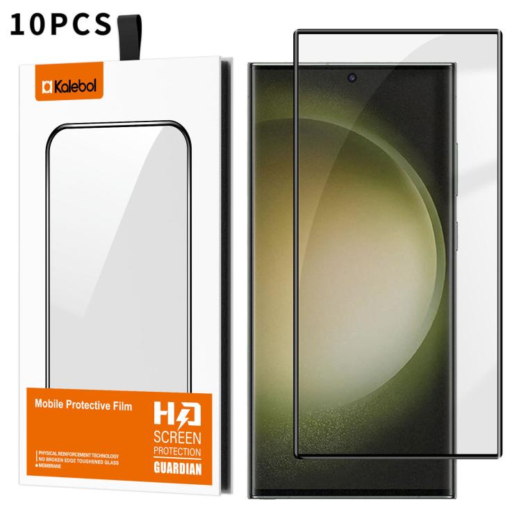 For Galaxy S23 Ultra 5G 10pcs Kalebol Curved Full Glue High-Aluminum Full-Coverage Anti-Fingerprint Screen-Printed HD Tempered Glass Film