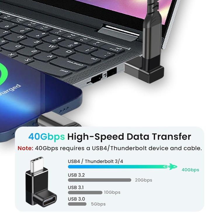 ENKAY ENK-AT132 USB C 90 Degree Adapter 40Gbps USB4 For Thunderbolt 4 / 3 Extension Converter