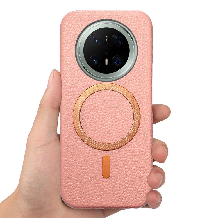 For Huawei Mate 70 Pro Litchi Texture Brushed MagSafe PU Back Cover Phone Case