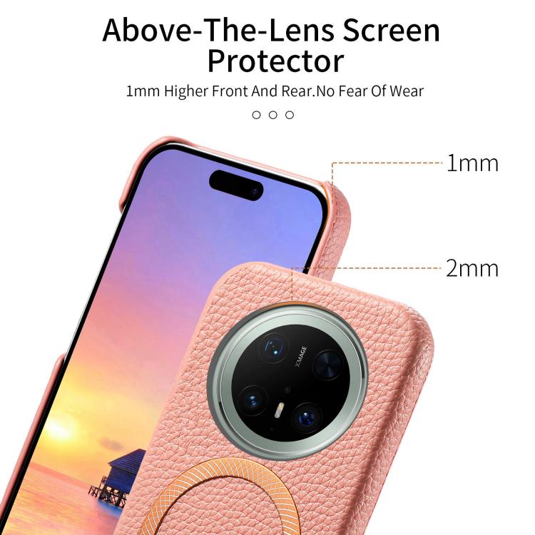 For Huawei Mate 70 Pro Litchi Texture Brushed MagSafe PU Back Cover Phone Case