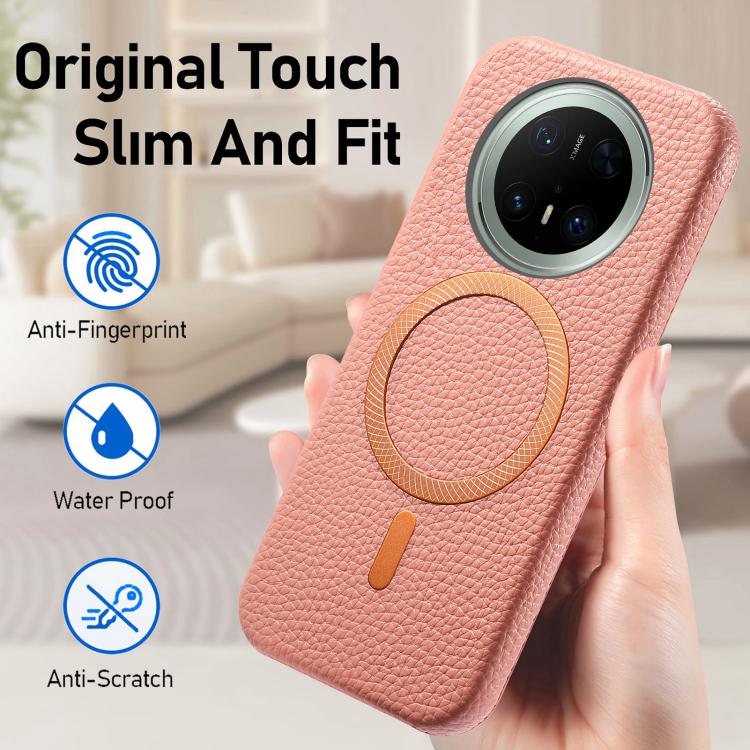 For Huawei Mate 70 Pro Litchi Texture Brushed MagSafe PU Back Cover Phone Case