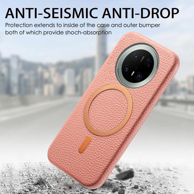 For Huawei Mate 70 Pro Litchi Texture Brushed MagSafe PU Back Cover Phone Case
