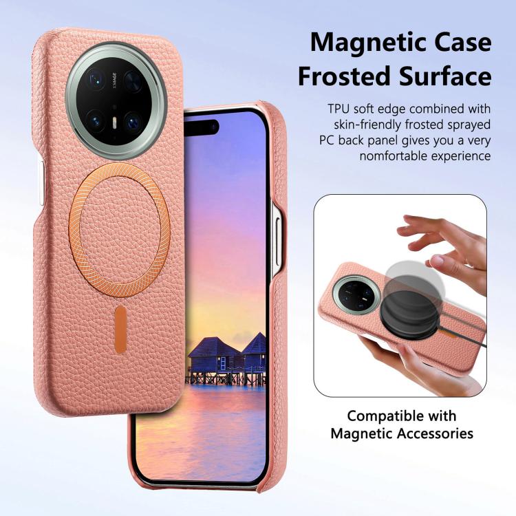 For Huawei Mate 70 Pro Litchi Texture Brushed MagSafe PU Back Cover Phone Case