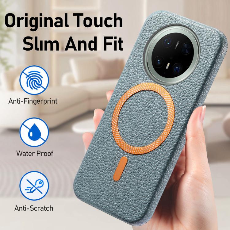 For Huawei Mate 70 Pro Litchi Texture Brushed MagSafe PU Back Cover Phone Case