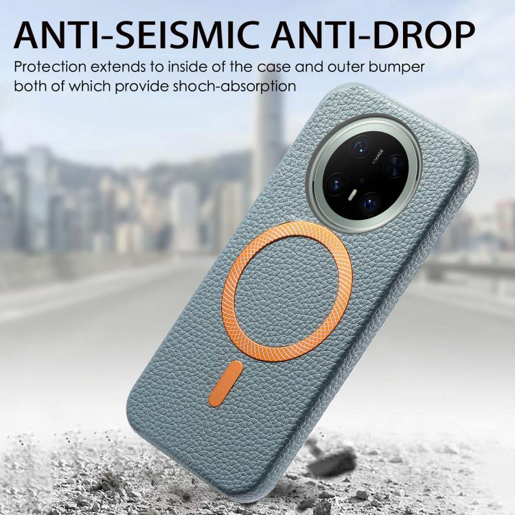 For Huawei Mate 70 Pro Litchi Texture Brushed MagSafe PU Back Cover Phone Case