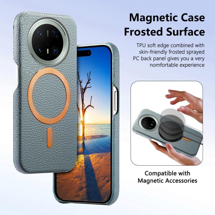For Huawei Mate 70 Pro Litchi Texture Brushed MagSafe PU Back Cover Phone Case