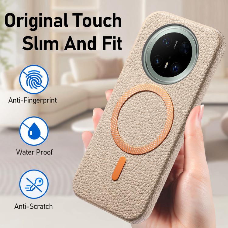 For Huawei Mate 70 Pro Litchi Texture Brushed MagSafe PU Back Cover Phone Case