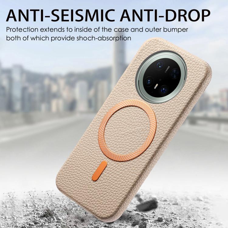 For Huawei Mate 70 Pro Litchi Texture Brushed MagSafe PU Back Cover Phone Case