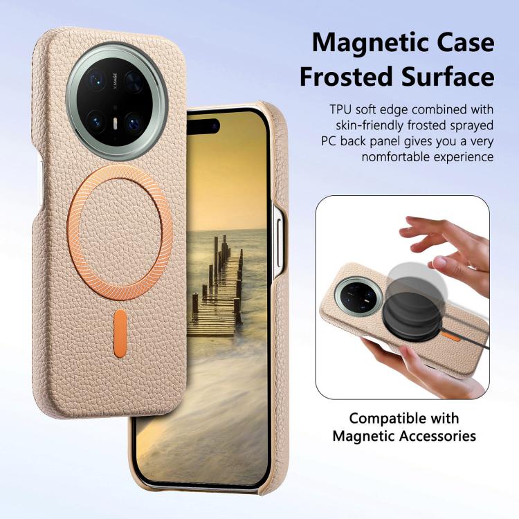 For Huawei Mate 70 Pro Litchi Texture Brushed MagSafe PU Back Cover Phone Case