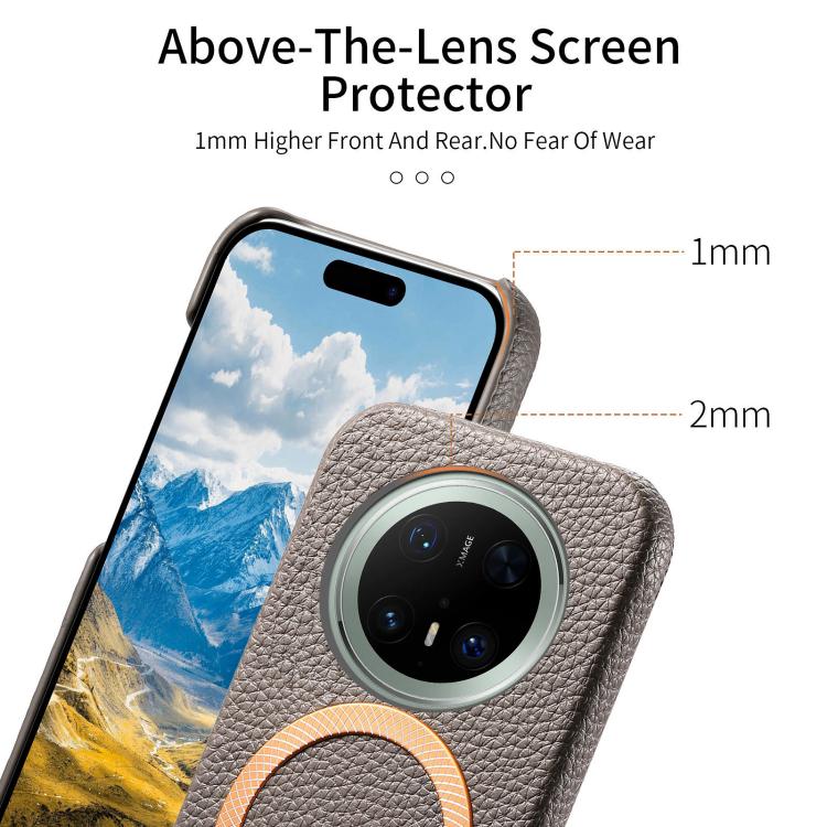 For Huawei Mate 70 Pro Litchi Texture Brushed MagSafe PU Back Cover Phone Case