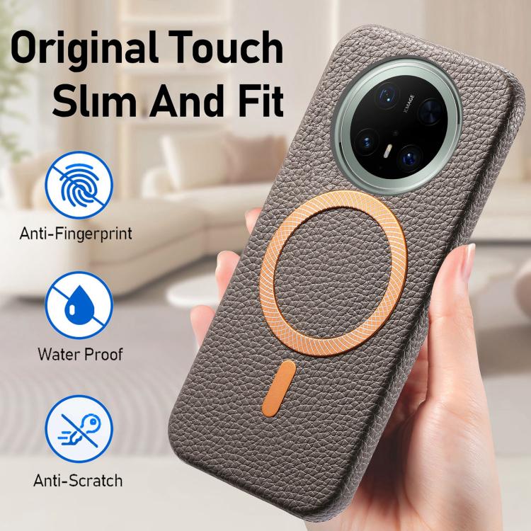 For Huawei Mate 70 Pro Litchi Texture Brushed MagSafe PU Back Cover Phone Case