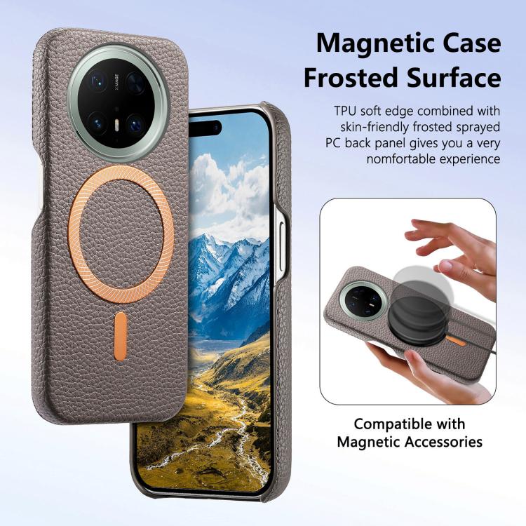 For Huawei Mate 70 Pro Litchi Texture Brushed MagSafe PU Back Cover Phone Case