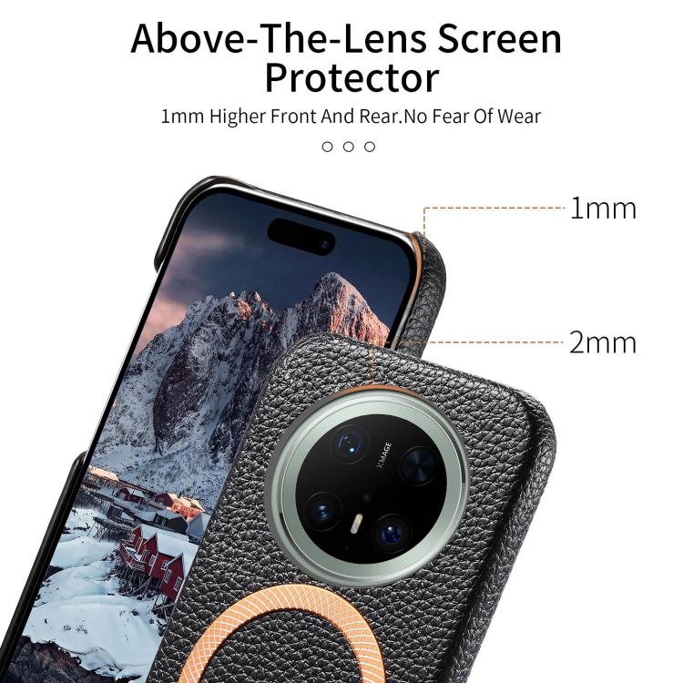 For Huawei Mate 70 Pro Litchi Texture Brushed MagSafe PU Back Cover Phone Case
