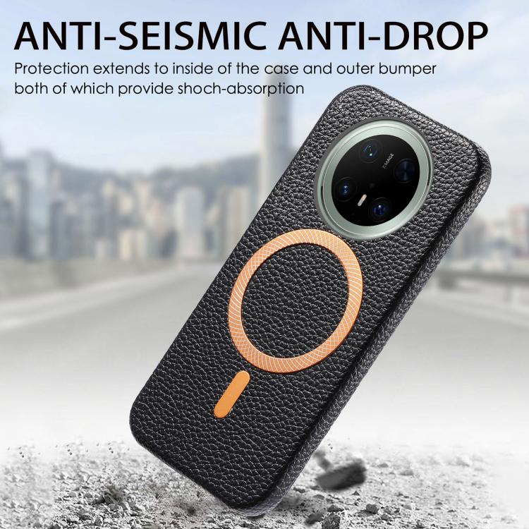 For Huawei Mate 70 Pro Litchi Texture Brushed MagSafe PU Back Cover Phone Case