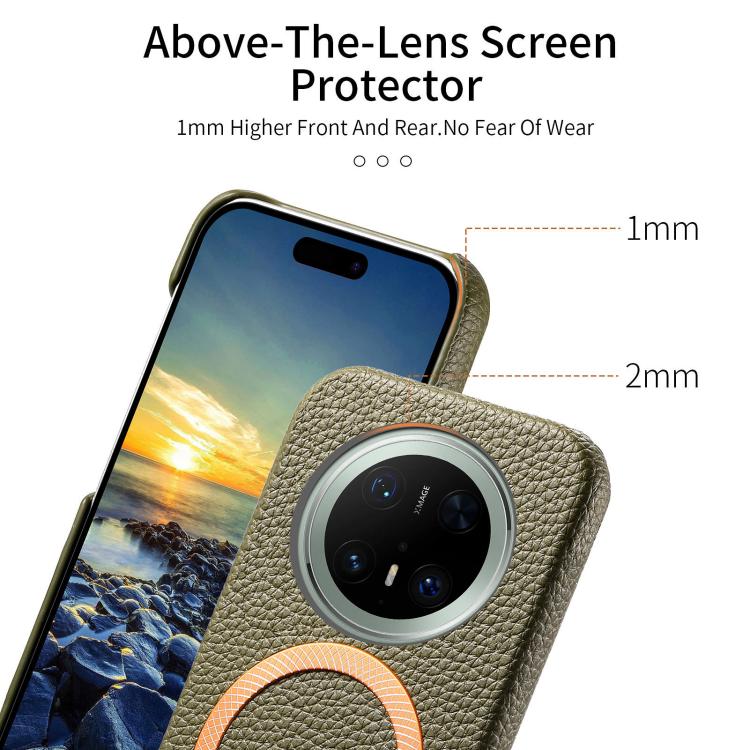 For Huawei Mate 70 Pro Litchi Texture Brushed MagSafe PU Back Cover Phone Case