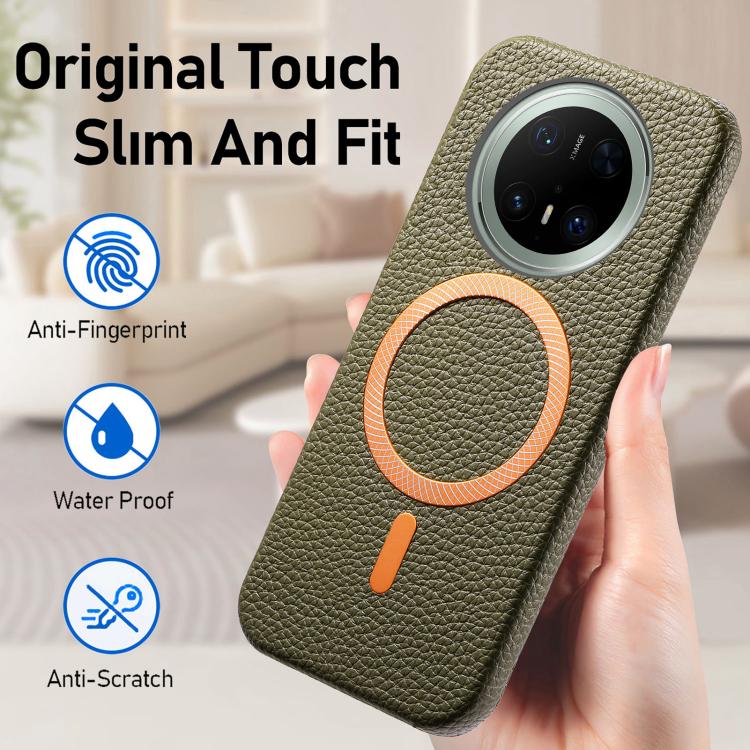 For Huawei Mate 70 Pro Litchi Texture Brushed MagSafe PU Back Cover Phone Case