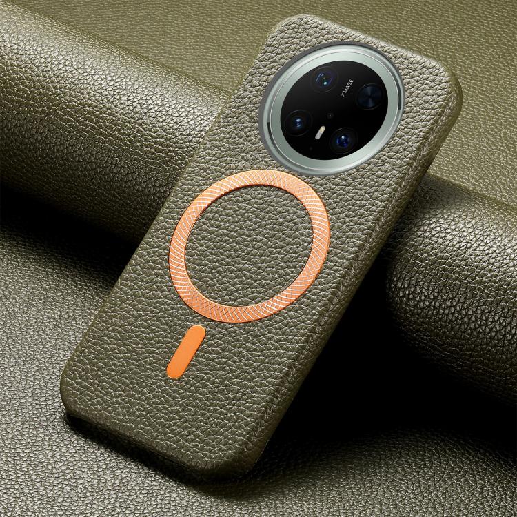 For Huawei Mate 70 Pro Litchi Texture Brushed MagSafe PU Back Cover Phone Case