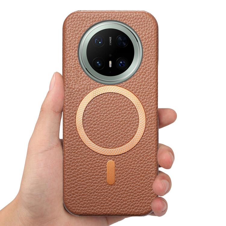 For Huawei Mate 70 Pro Litchi Texture Brushed MagSafe PU Back Cover Phone Case