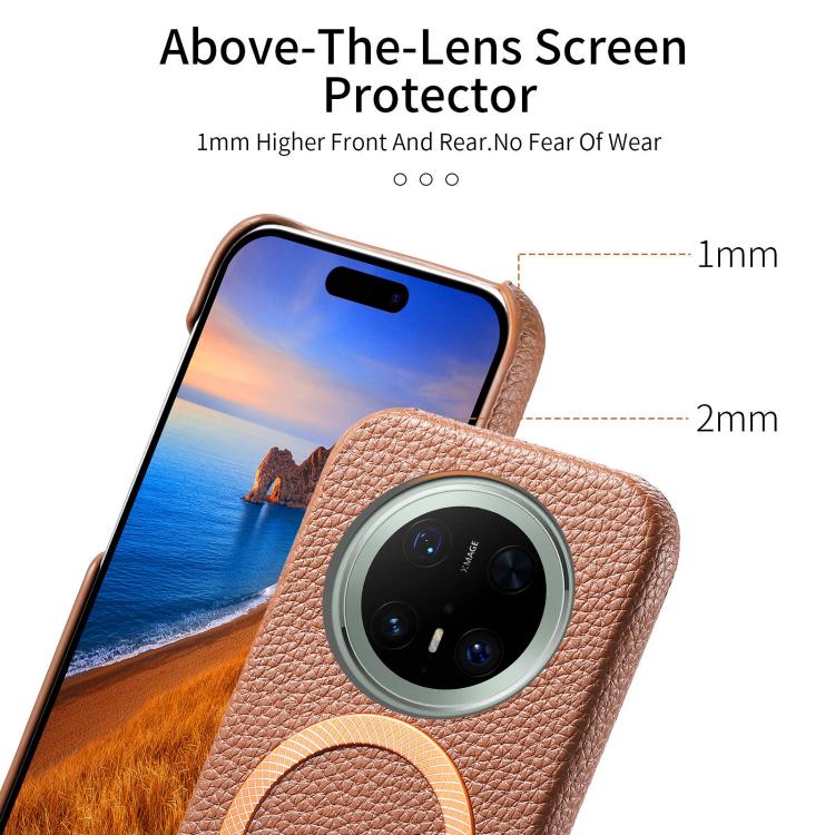 For Huawei Mate 70 Pro Litchi Texture Brushed MagSafe PU Back Cover Phone Case